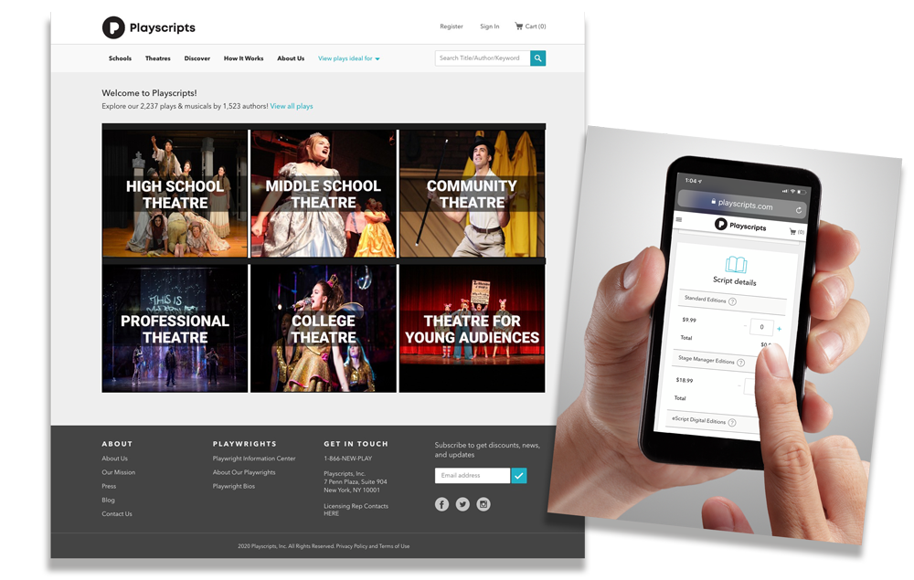 Playscripts-Homepage2020a Playscripts Inc. New Desktop & Mobile UX