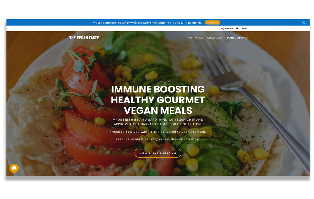 The Vegan Taste Homepage Screenshot